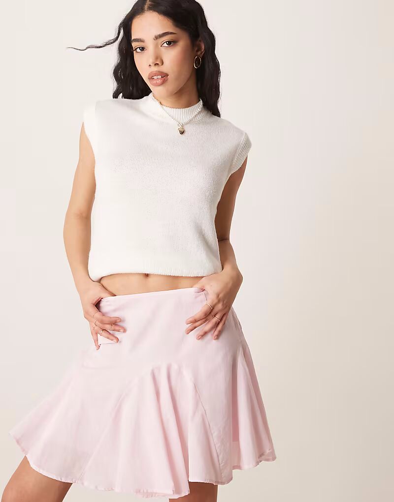 

Мини-юбка ASOS DESIGN из хлопка с лифом-годе розового цвета