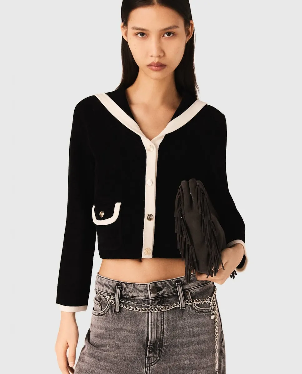 

Женский кардиган с эффектом бархата Maje, черный