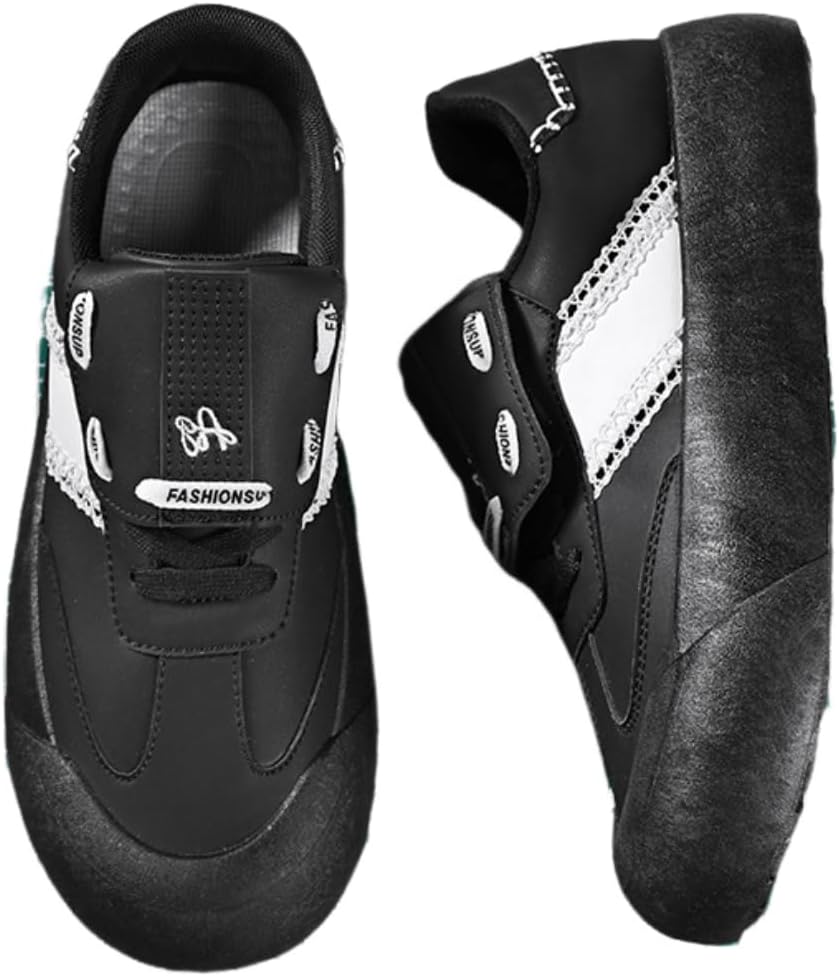 

Мужские кроссовки Lexamen с низким верхом, толстой подошвой, удобные, ретро-стиль, повседневные, на шнуровке, для скейтборда, с контрастной раскраской, черный