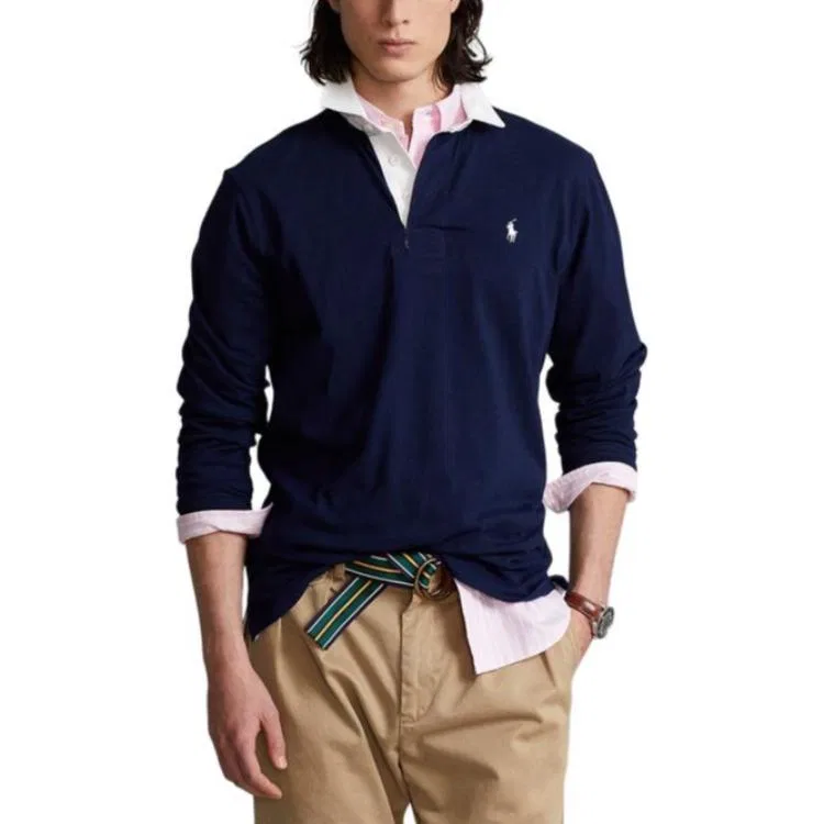 Поло с длинным рукавом Polo Ralph Lauren темно-синий — фото 4
