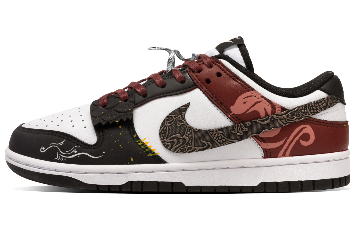 Nike Dunk Slip-Resistant Cushioning Wear-Resistant Low-Top Skateboard Shoes Unisex Black White Red — фото 4