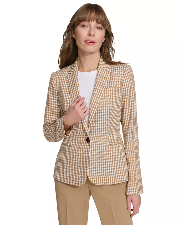 

Женский клетчатый блейзер с длинными рукавами Tommy Hilfiger, коричневый/бежевый