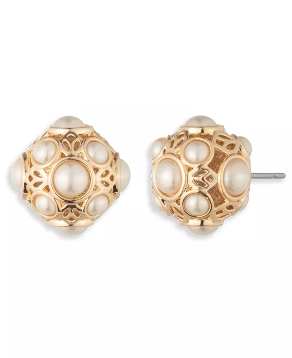 

Серьги-Гвоздики с филагранью и имитацией жемчуга Marchesa, gold