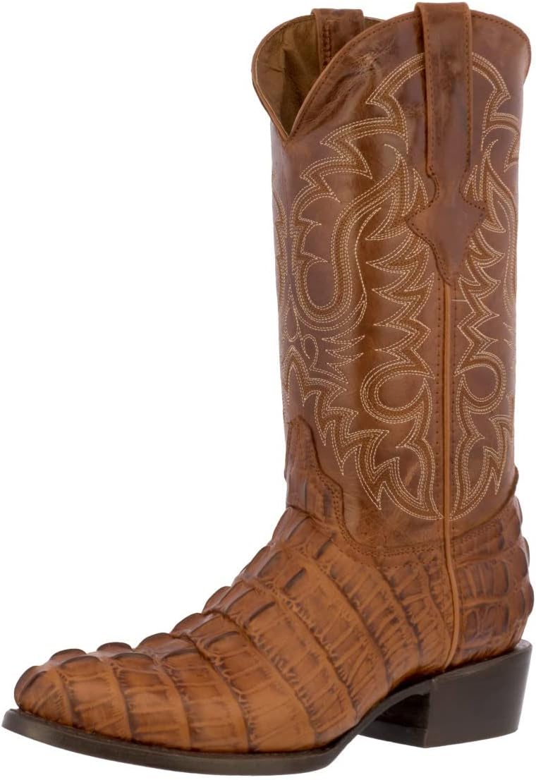 

Мужские ковбойские сапоги Texas Legacy из коньячной кожи с западным стилем, с принтом крокодильего хвоста, округлый носок, Cognac