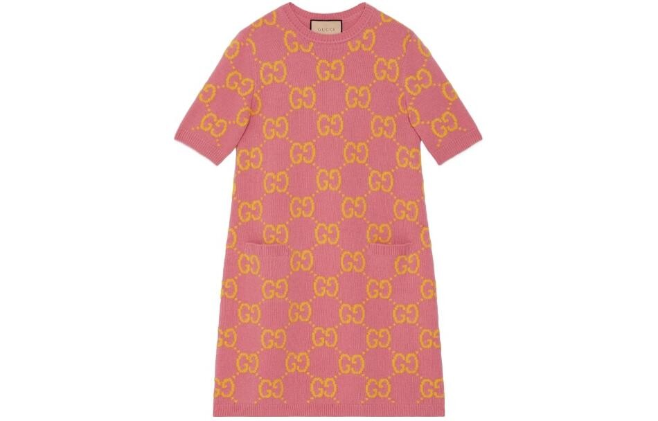 

Платье с короткими рукавами женское розовое Gucci