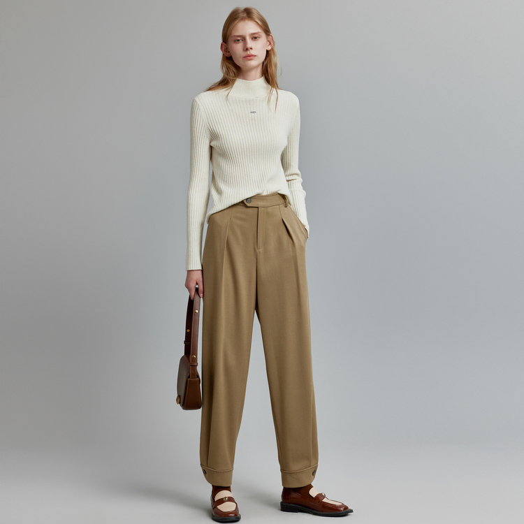 

ELLE Повседневные брюки женские Khaki Moderate Straight Fit
