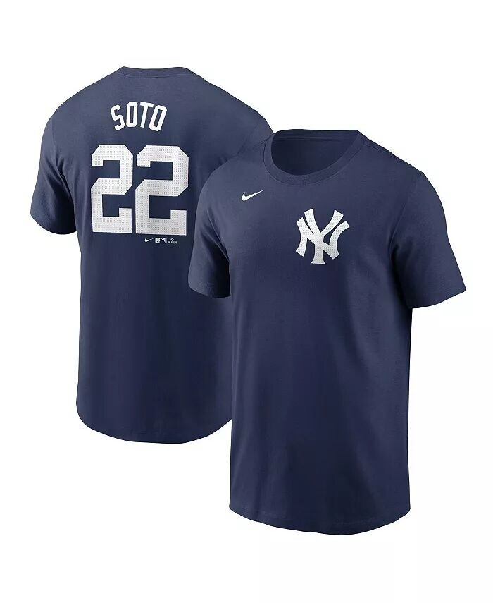 

Мужская футболка Juan Soto Navy New York Yankees 2024 Fuse с именем и номером Nike