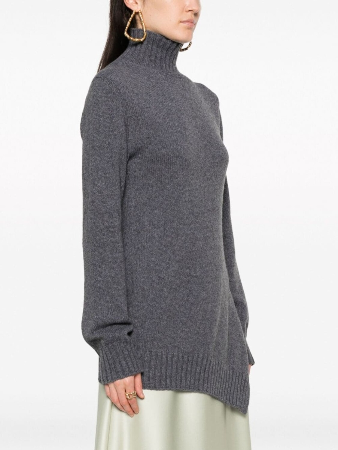 Jil Sander фактурный джемпер асимметричного кроя, серый — фото 3