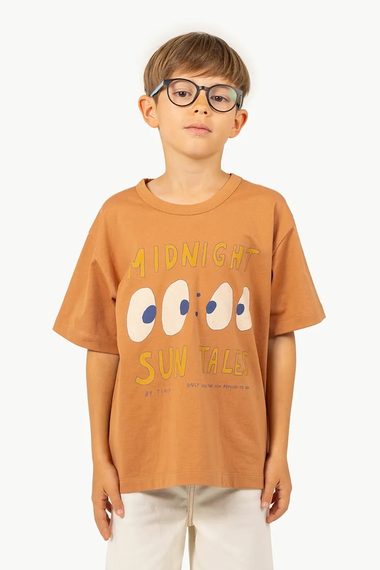 

Детская хлопковая футболка MIDNIGHT GRAPHIC TEE Tinycottons, коричневый