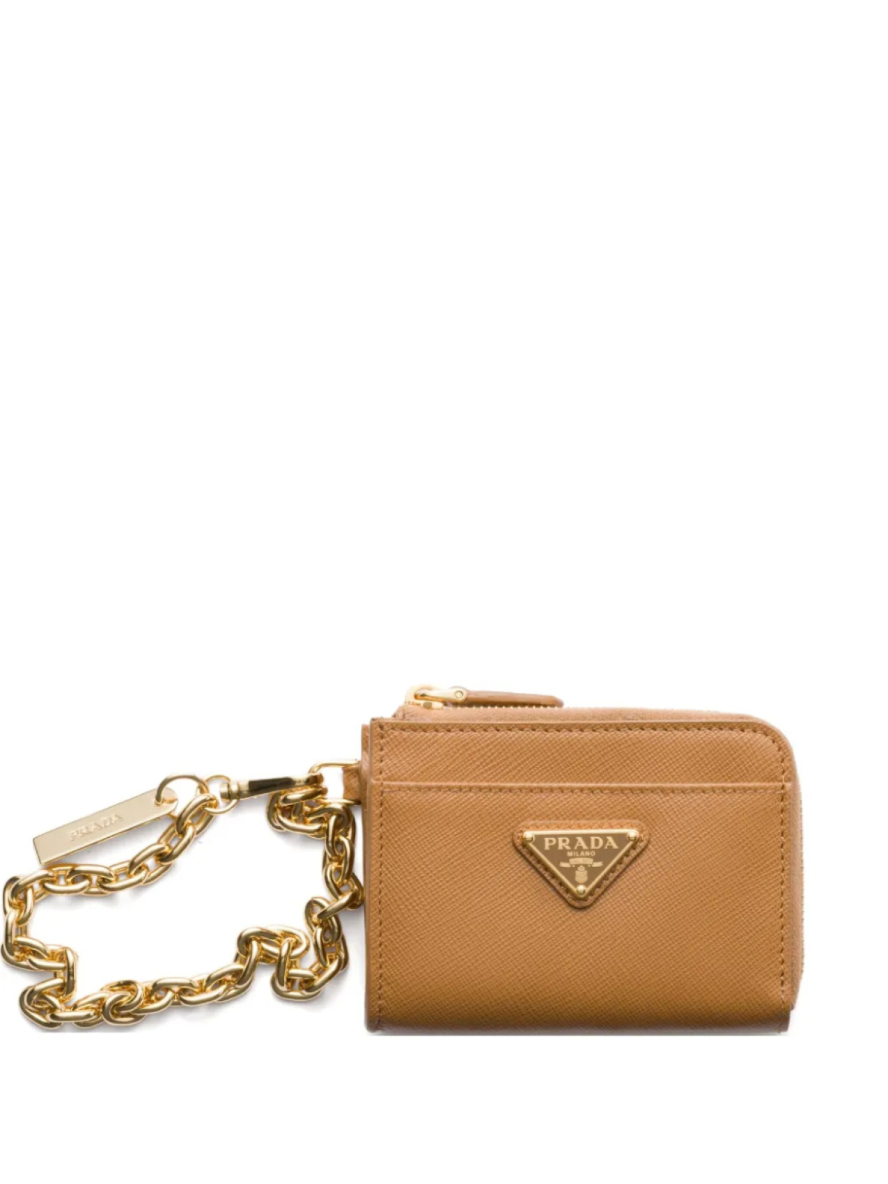 

Маленький кошелек Prada из сафьяновой кожи, коричневый