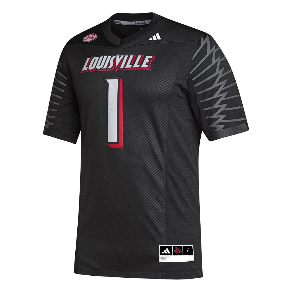 Мужская футбольная майка adidas #1 черного цвета Louisville Cardinals Premier Adidas, цвет Lou Black — фото 3
