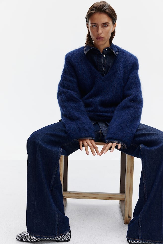 

Свитер оверсайз из микса мохера H&M, синий