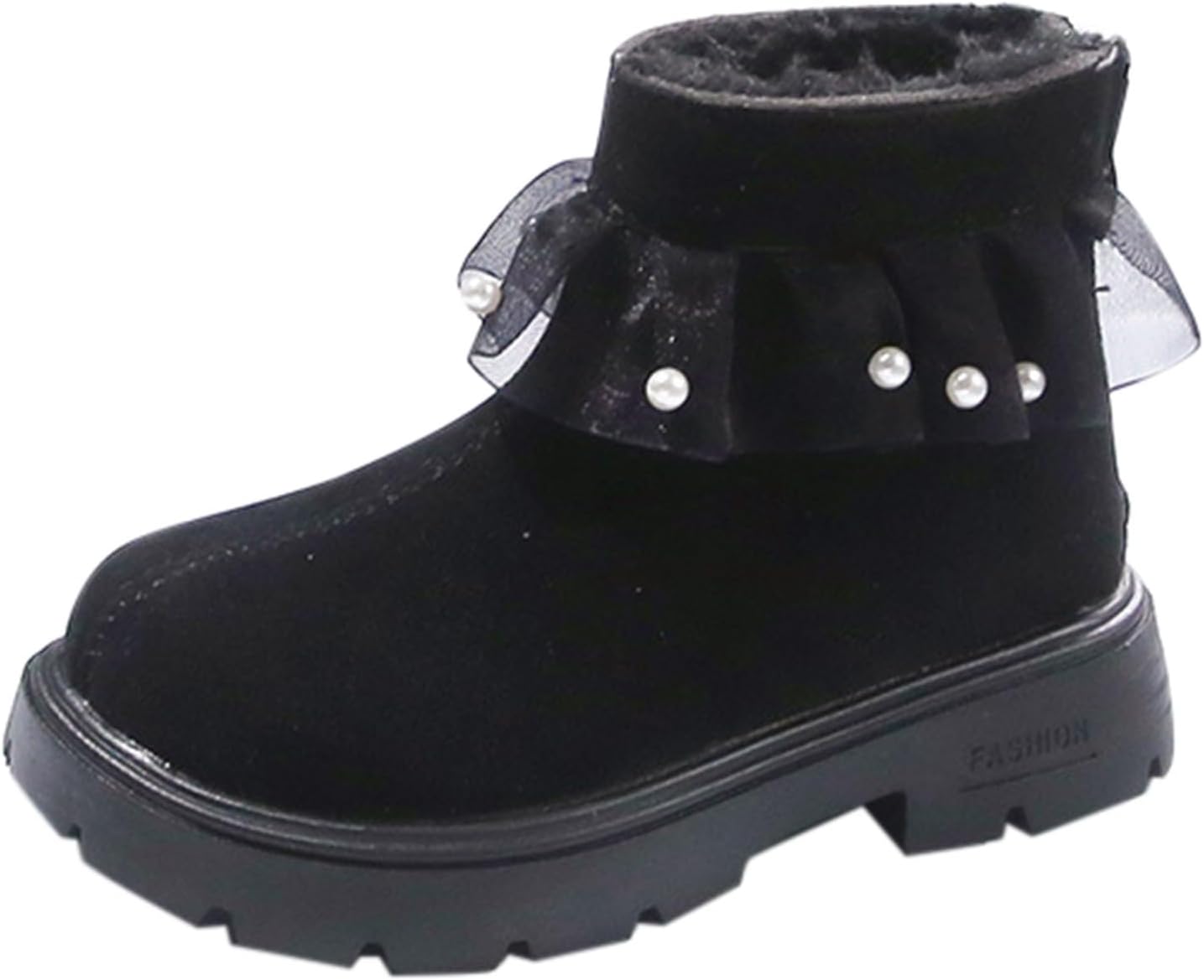 

Детские зимние сапоги для девочек с утеплителем из искусственного меха, теплые снежные ботинки с флисовой подкладкой, водонепроницаемые, уютные плюшевые ботинки на зиму, с нескользящей подошвой Generic, Black-1