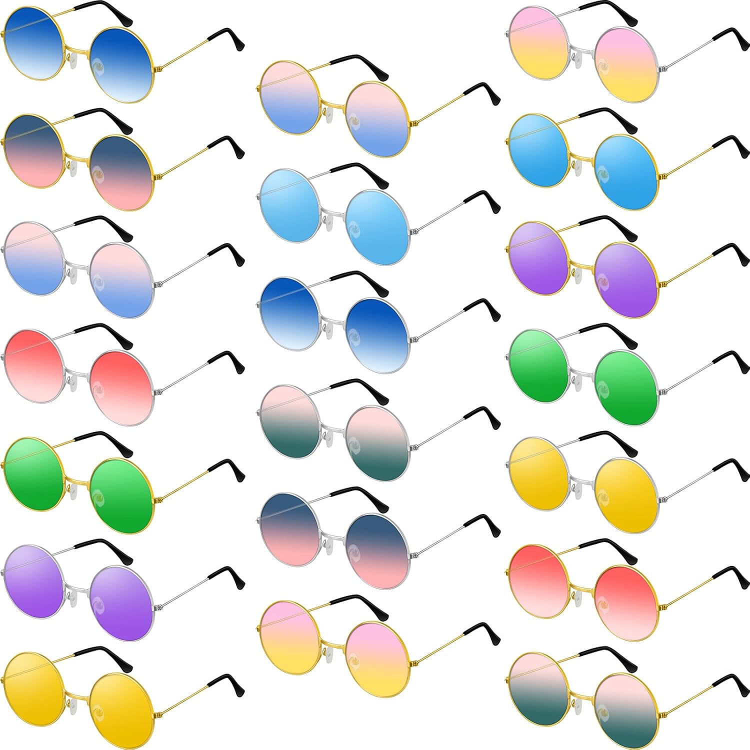 

4/8/10/12/20/28 пар солнцезащитных очков в стиле хиппи, круглые очки в стиле хиппи, украшения для вечеринки в стиле 70-х, разноцветные очки для женщин BOUBONI, E-multicolor-20