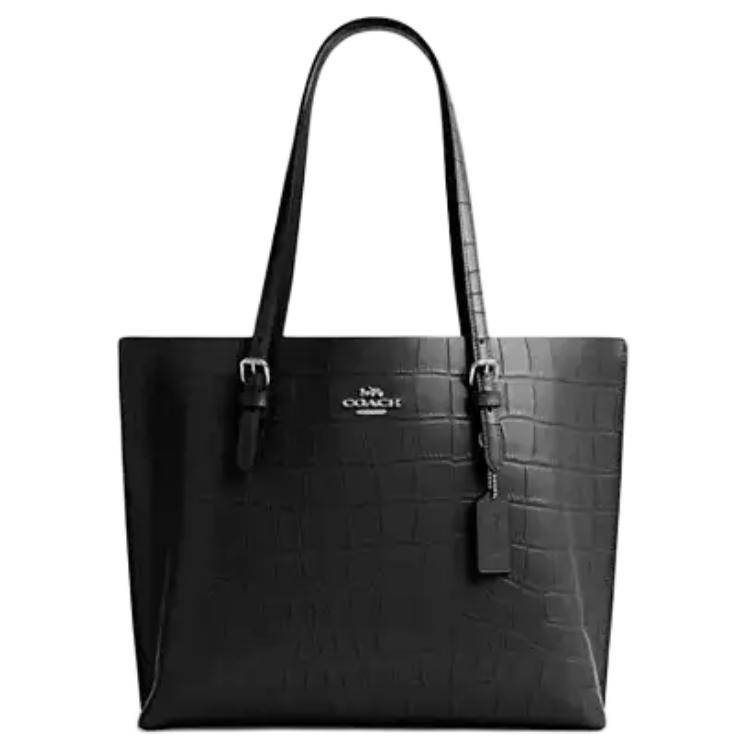 

COACH Кожаная сумка-тоут, шоппер, сумка через плечо, большая женская сумка черного цвета