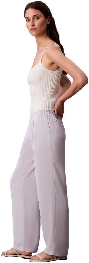 Женские креповые брюки Calvin Klein Wide Leg, сиренево-серый — фото 3