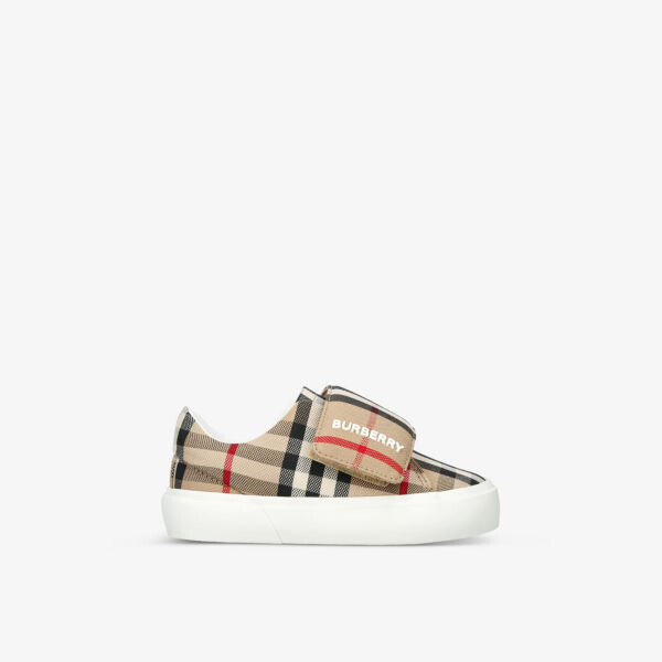 

Хлопковые кроссовки James в клетку с низким берцем, 2–5 лет Burberry, бежевый
