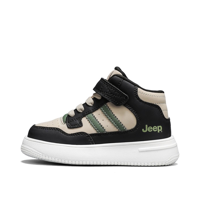 

Детские скейтбординг кроссовки Mid top Synthetic Leather Abrasion Resistant Lightweight Cushioning Jeep, белый черный