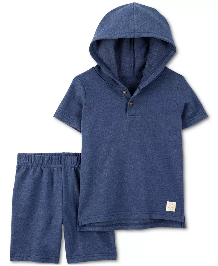 

Детский комплект для мальчика: худи и шорты Solid 2-Piece Carter's, синий