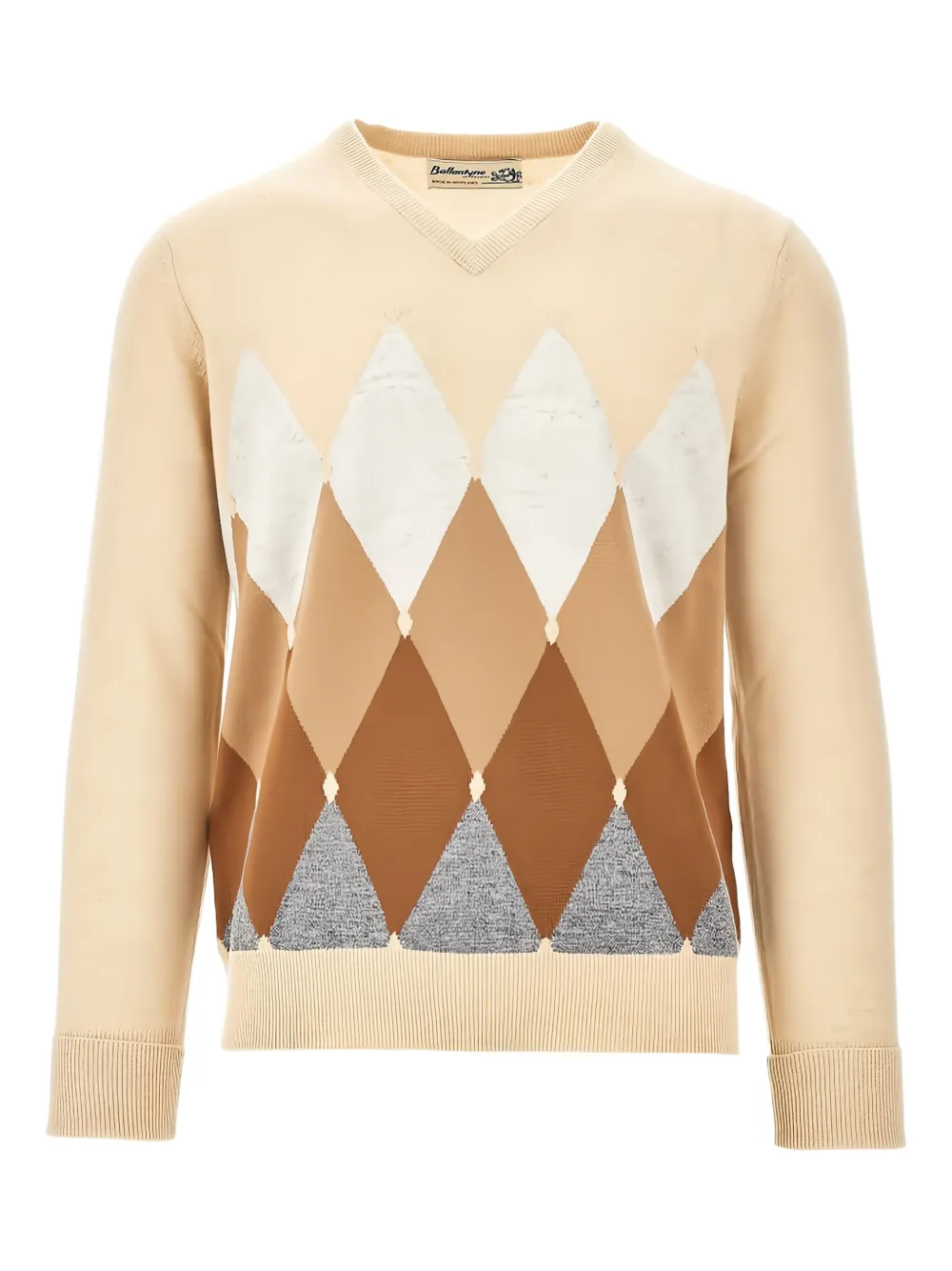 

Свитер с ромбовидным узором и V-образным вырезом Ballantyne, светло-бежевый