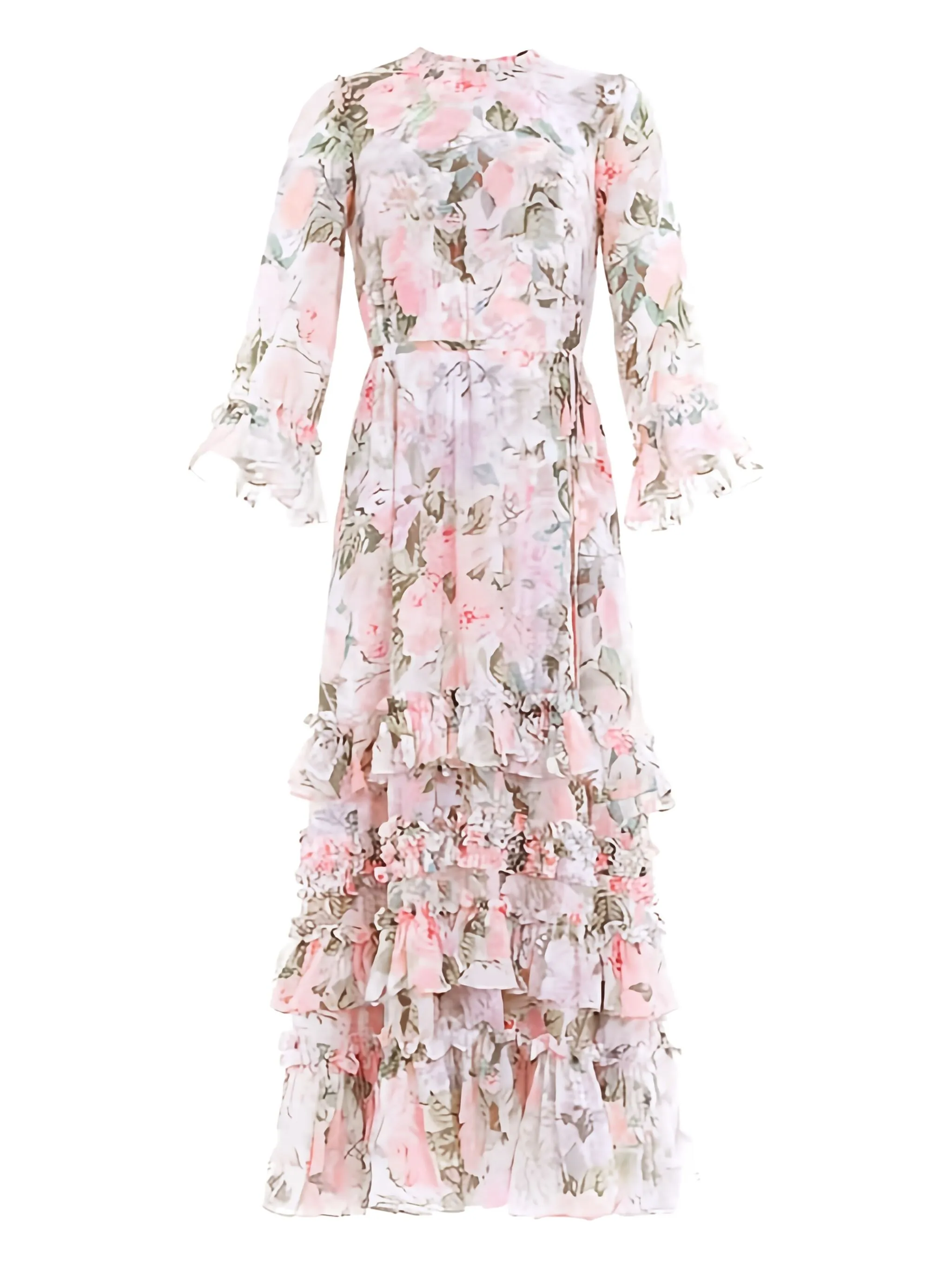 

Шифоновое платье Rose Powder с оборками Needle & Thread, розовый