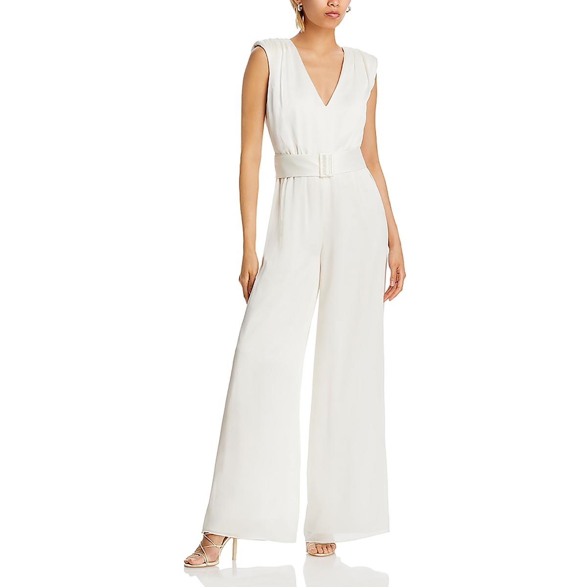 

Женский шифоновый комбинезон с глубоким вырезом BCBGMAXAZRIA, цвет gardenia