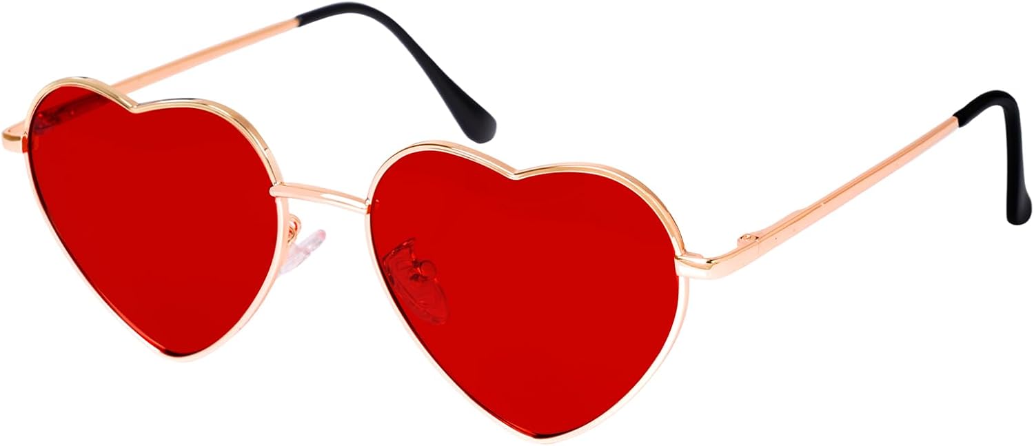 

Поляризованные солнцезащитные очки в форме сердца с модным и стильным дизайном, металлической оправой и линзами с защитой от УФ-излучения, для женщин и мужчин JTYKUYR, Red