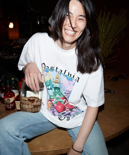 

Футболка, крой оверсайз, бренд NOSTALVIA, цвет белый