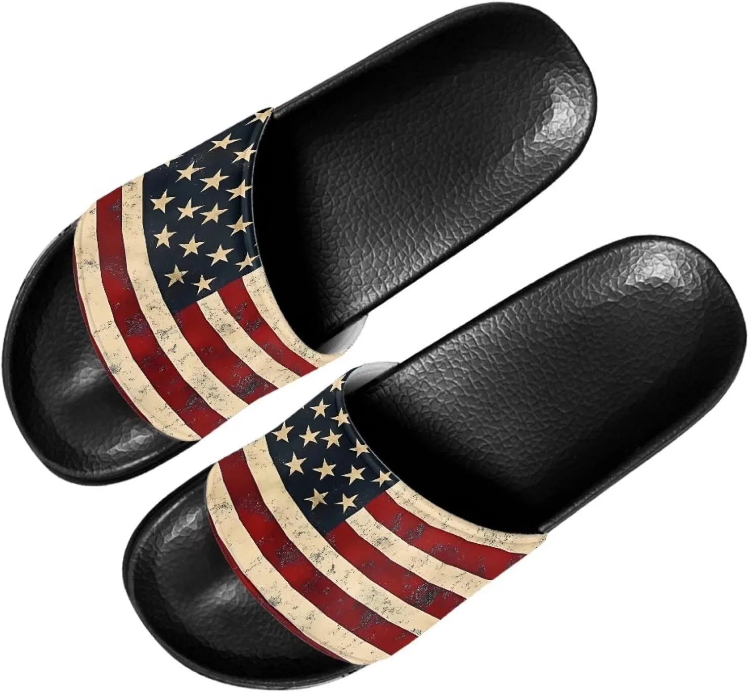 Сандалии-слайды мужские с флагом США, Black Sole Vuriqeby — фото 3