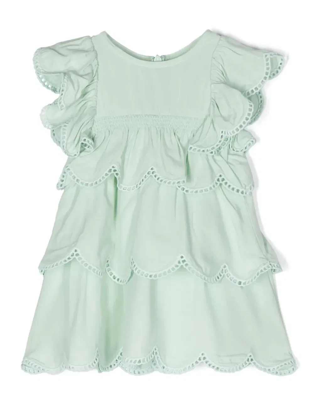 Платье с фестонами Stella McCartney Kids, зеленый