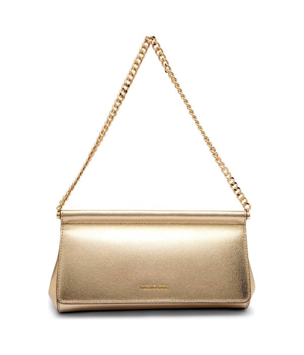 

Кожаная вечерняя сумочка карминового цвета Michael Kors, золотой