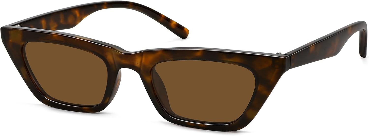 

Узкие квадратные солнцезащитные очки «кошачий глаз» для женщин | Ретро винтажные очки с защитой от УФ-излучения UV400 для вождения Fozono, Brown Tortoise Frame/Brown Lens