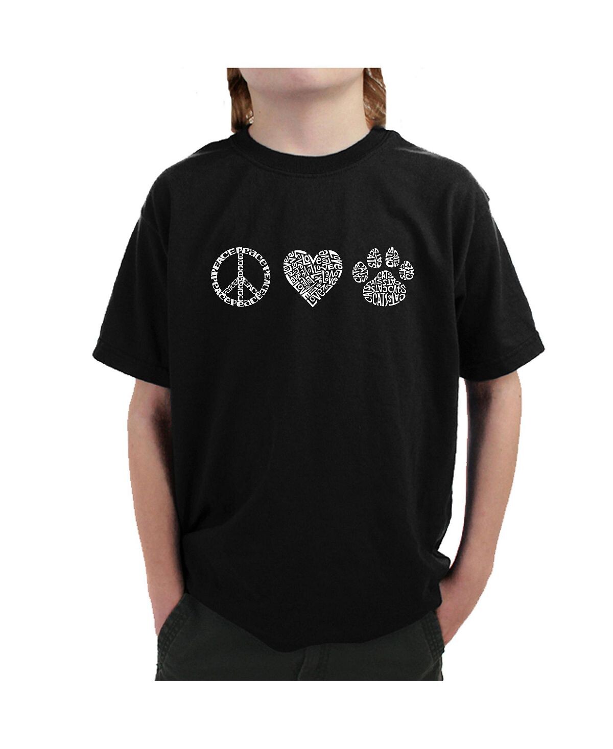 

Футболка Big Boy's Word Art - Peace Love Cats LA Pop Art