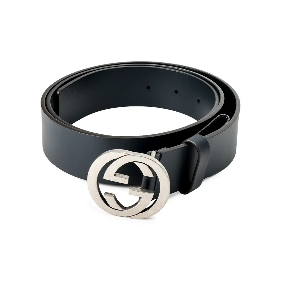 

GUCCI Мужской кожаный ремень с пряжкой и логотипом GG, Black