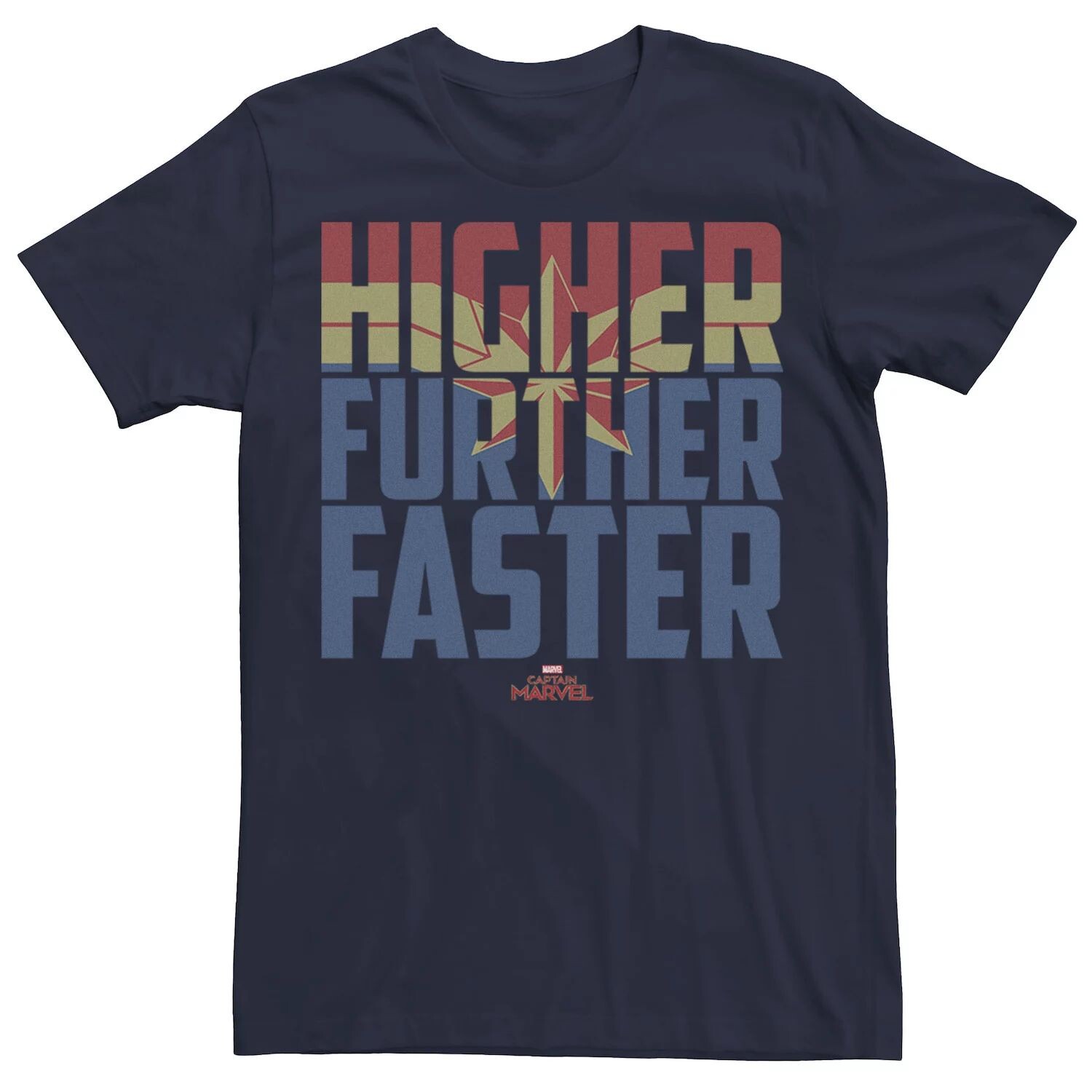 

Мужская футболка с рисунком Captain Higher Faster Fill Marvel