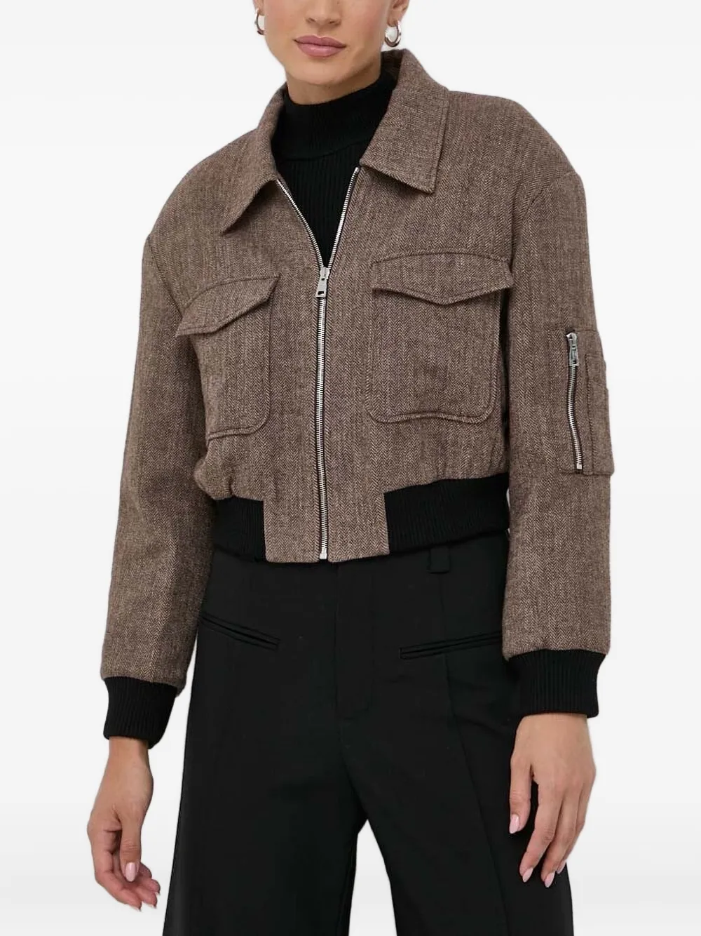 

Укороченный шерстяной жакет Miss Sixty, коричневый