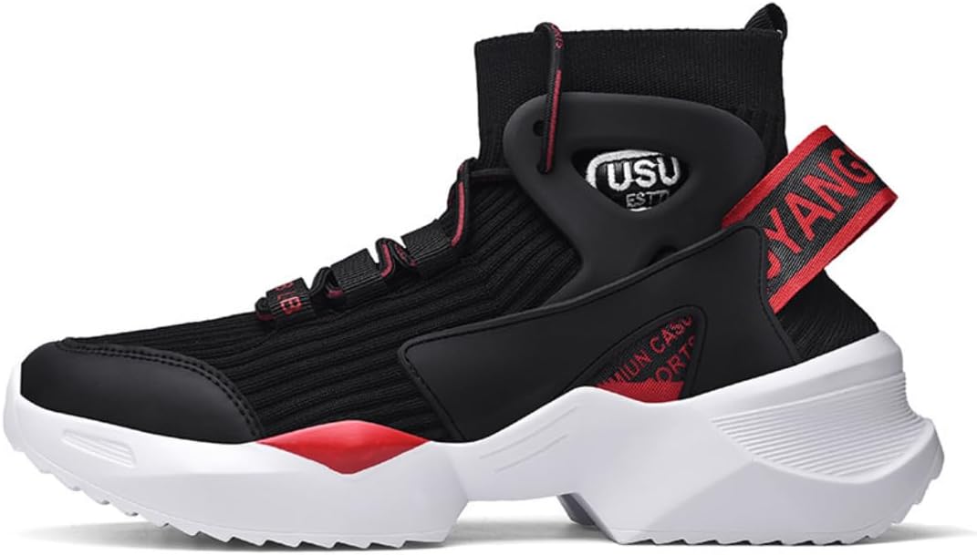 

Мужские высокие кроссовки с нескользящей подошвой, мягкой подошвой, для повседневной носки и ходьбы, дышащие, модные беговые кроссовки Lexamen, красный