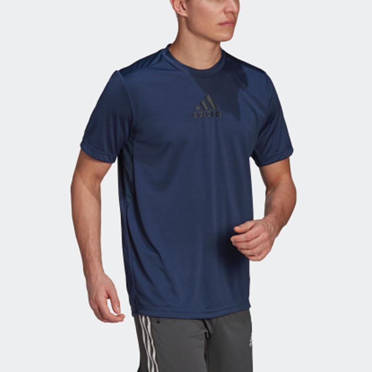 Футболка мужская темно-синяя Adidas, темно-синий — фото 3