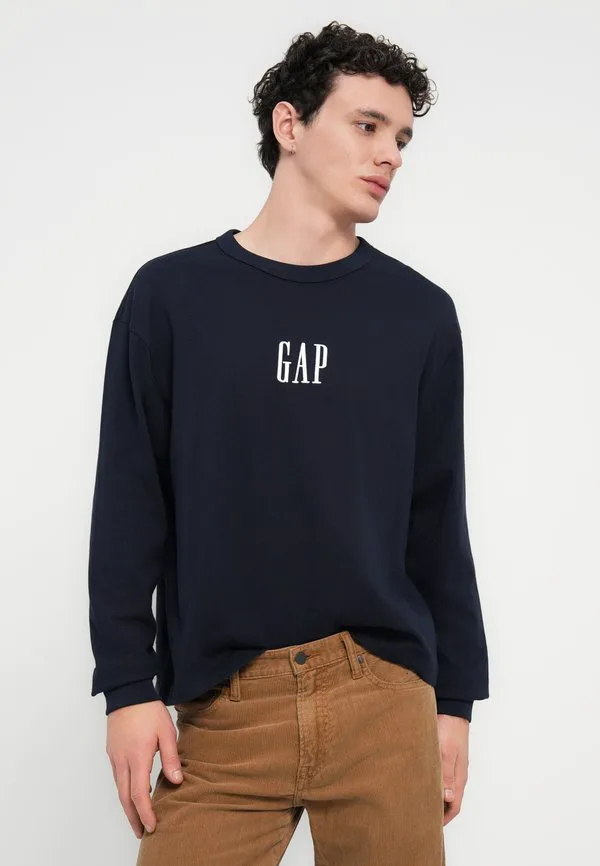 Футболка с логотипом корпорации, топ с длинными рукавами Gap, New Classic Navy — фото 4