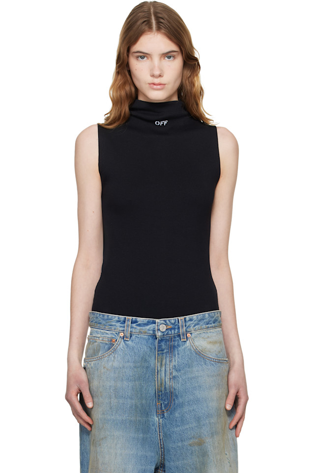 

Off-White Черный комбинезон с ребристой текстурой и штампом "off"