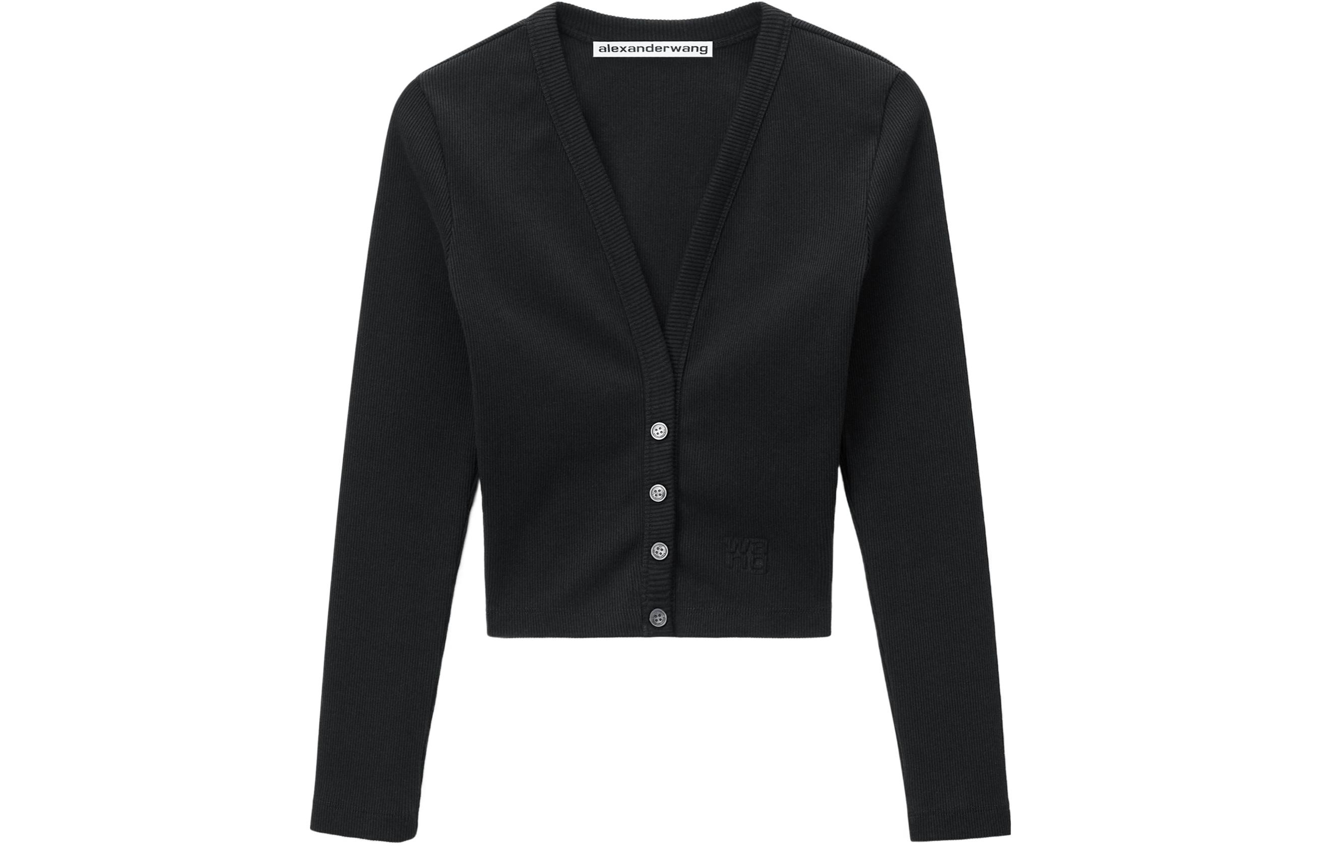 

Длинный укороченный кардиган с тиснением Alexander Wang, черный