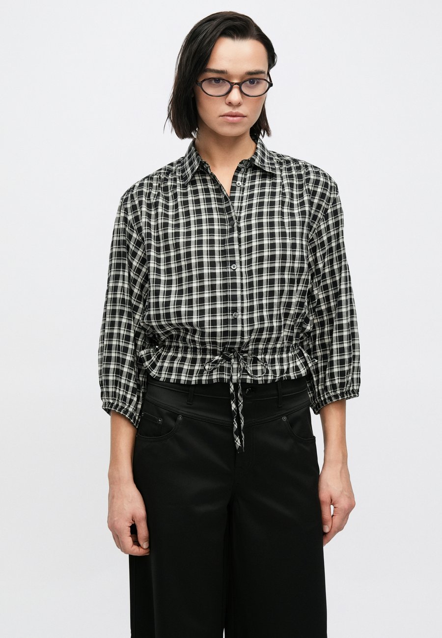 Блуза GAP TIE WAIST SHIRT, Black/White/Black — фото 4