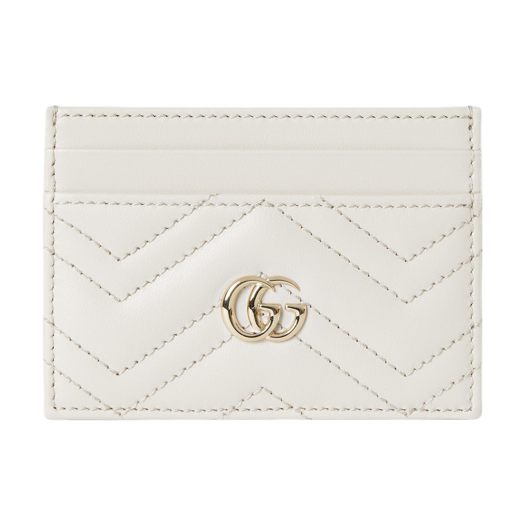 

GUCCI Кожаный картхолдер GG Marmont женский белый
