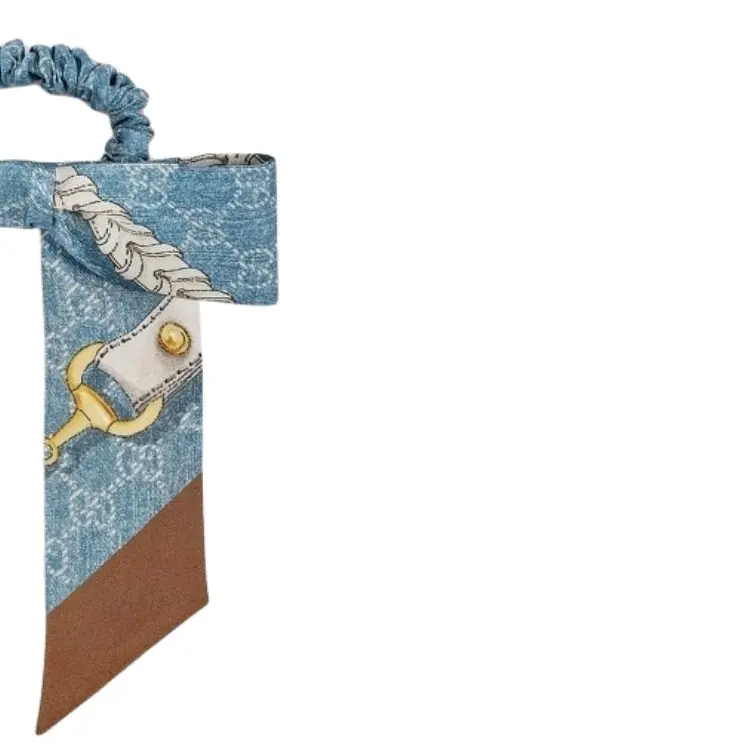 GUCCI Шелковая резинка для волос mulberry unisex blue — фото 3