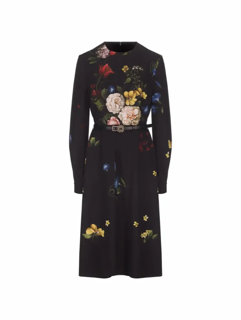 

Платье миди с цветочным принтом Elie Saab, мультиколор