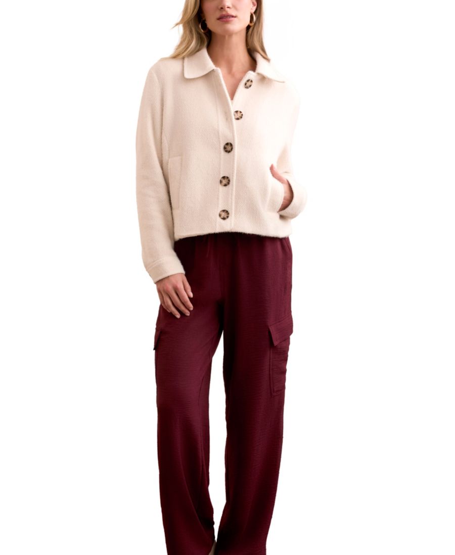 

Женская супермягкая жакет-куртка из букле с застежкой на пуговицы спереди TRIBAL, Moon Stone