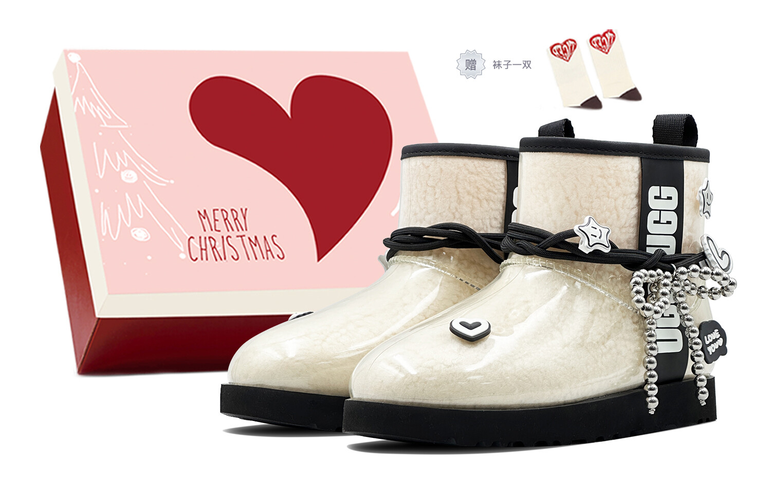 

CLASSIC CLEAR MINI Зимние ботинки женские Ugg, цвет Black milk white