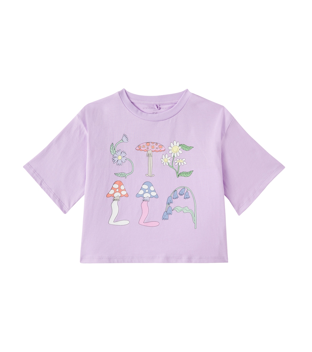 

Укороченная футболка из хлопкового джерси с принтом Stella McCartney Kids, фиолетовый