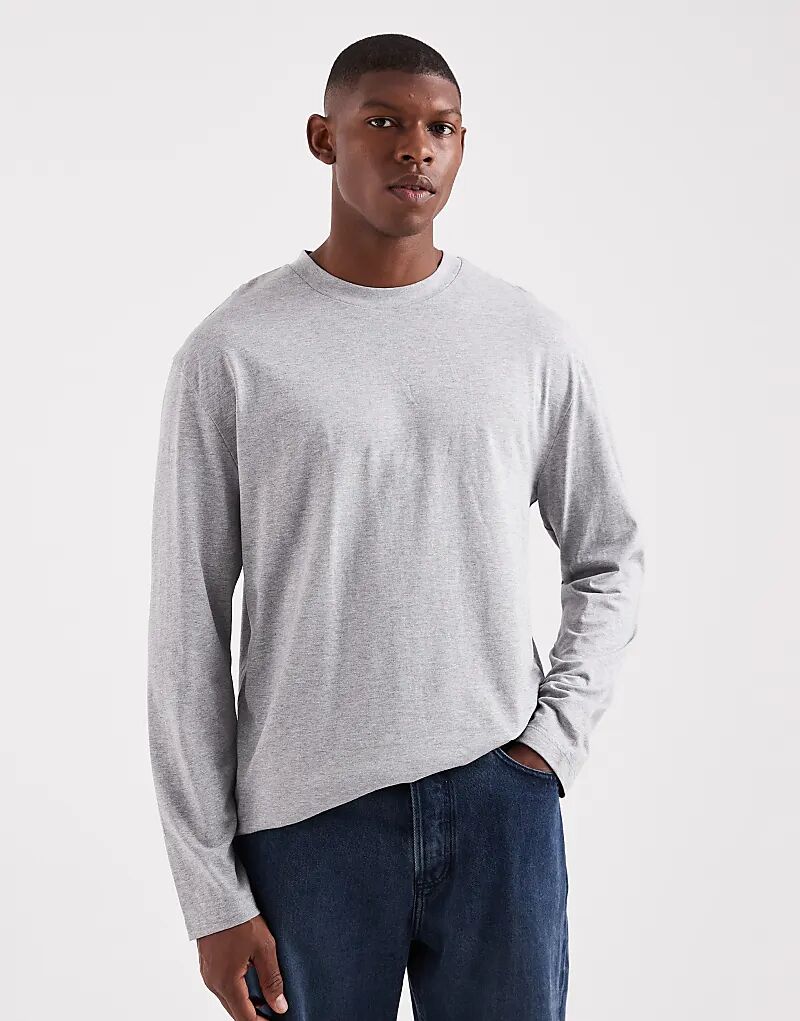 

Свободная футболка с длинными рукавами ASOS DESIGN Essentials серого меланжевого цвета