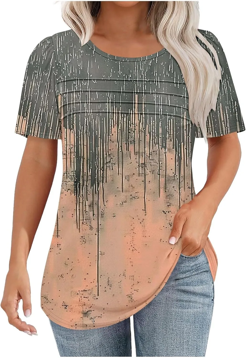 

Женская футболка с градиентом и коротким рукавом, свободный крой Smxrfitk